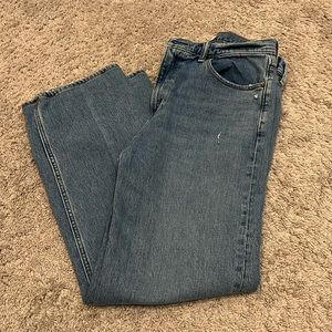 A&F 90s relaxed jeans. Hemmed to fit 5’3” height.